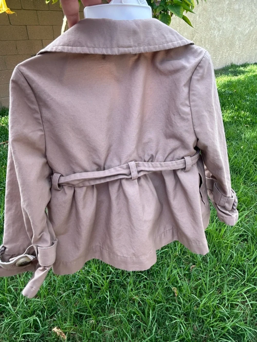 Janie and Jack Girls' Tan Pea Coat with Tie Belt